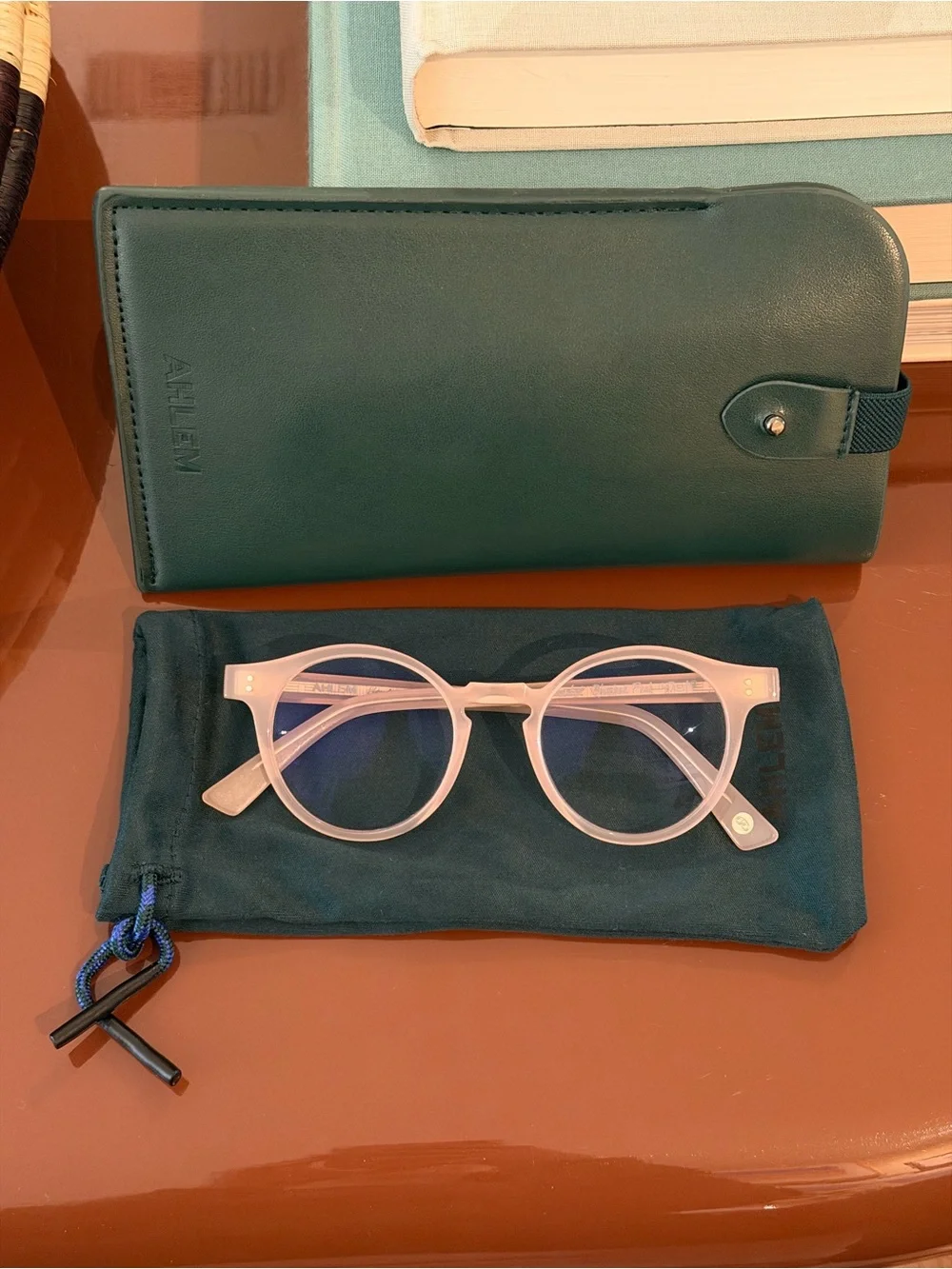 AHLEM Eyewear Rue Charlot Blushed Pink Blue Light Glasses + Sleeve + Case